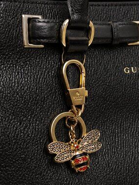 Designer Style Bee Keychain GG Gold Crystal Charm